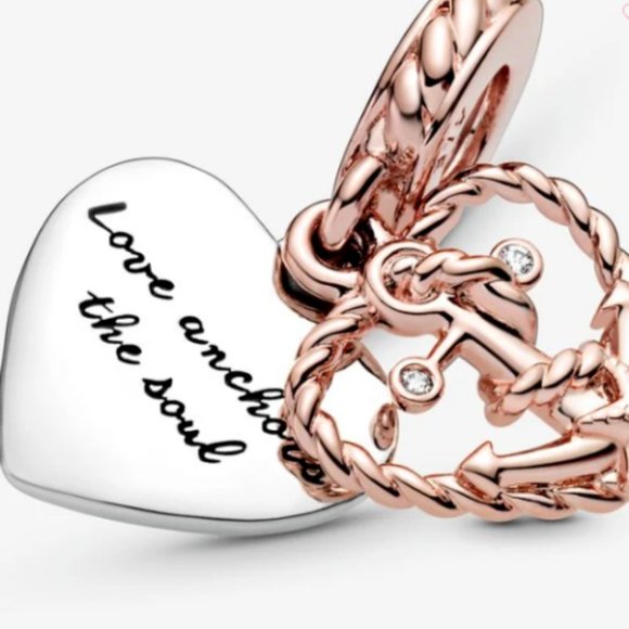 New Pandora Rose Gold Love Anchored the Soul Dangle Charm - Picture 3 of 4